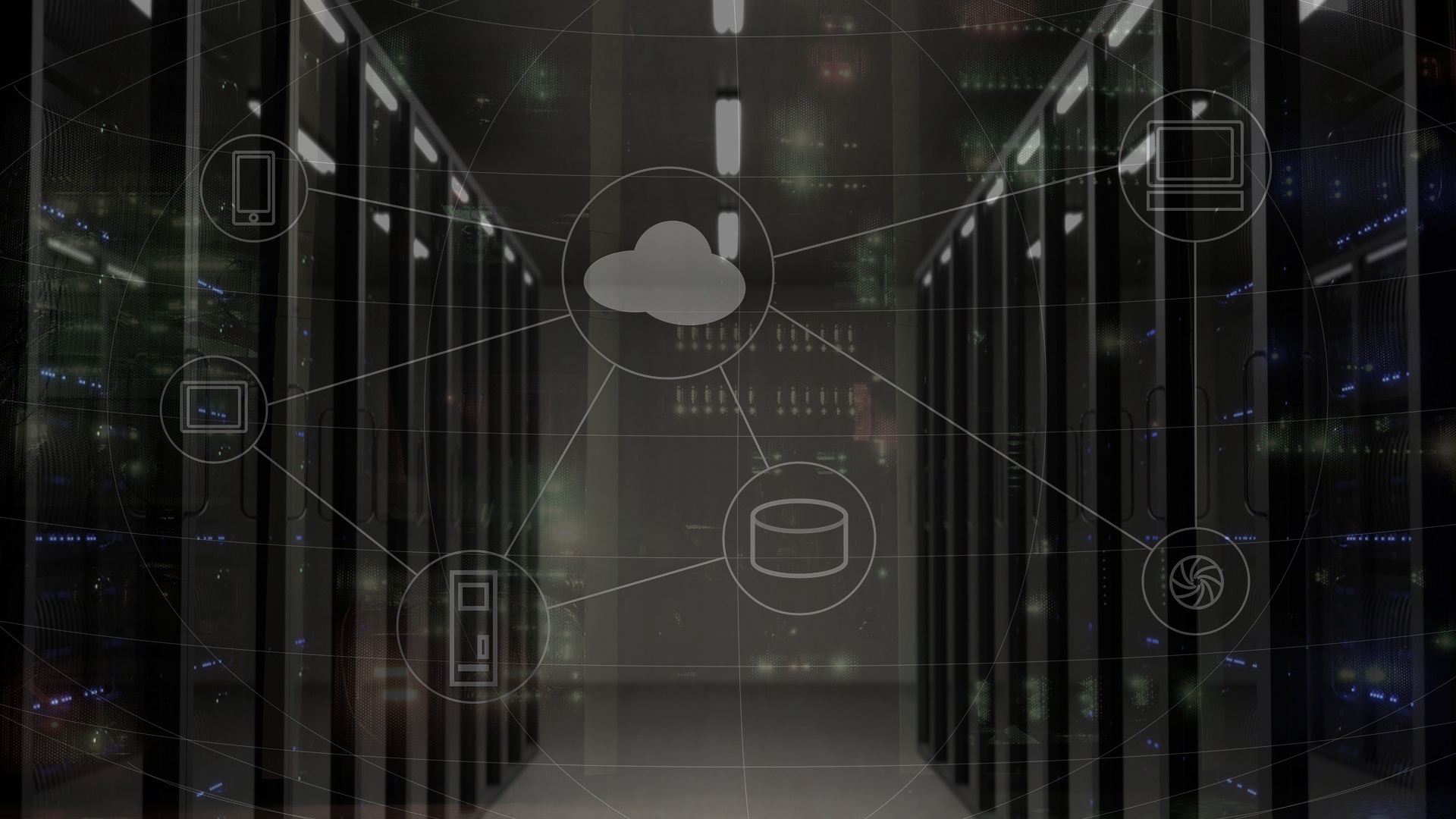 diagram of devices linked to the cloud to illustrate cloud computing