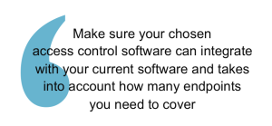 A pull quote about access control software to illustrate network security best practices